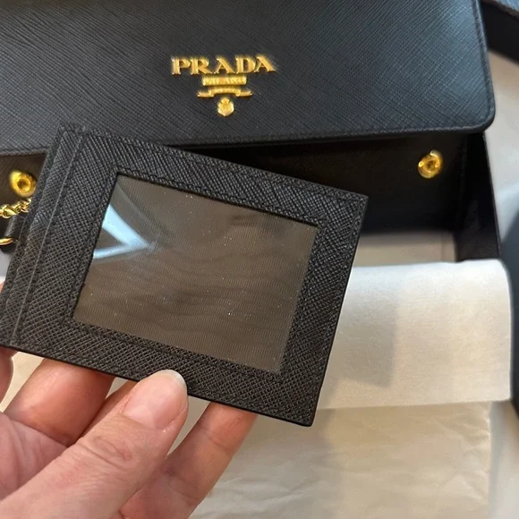 Prada Black Wallet with Gold Logo - Picture 6 of 14